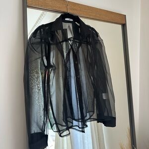 OAK + FORT sheer button up NWT - small